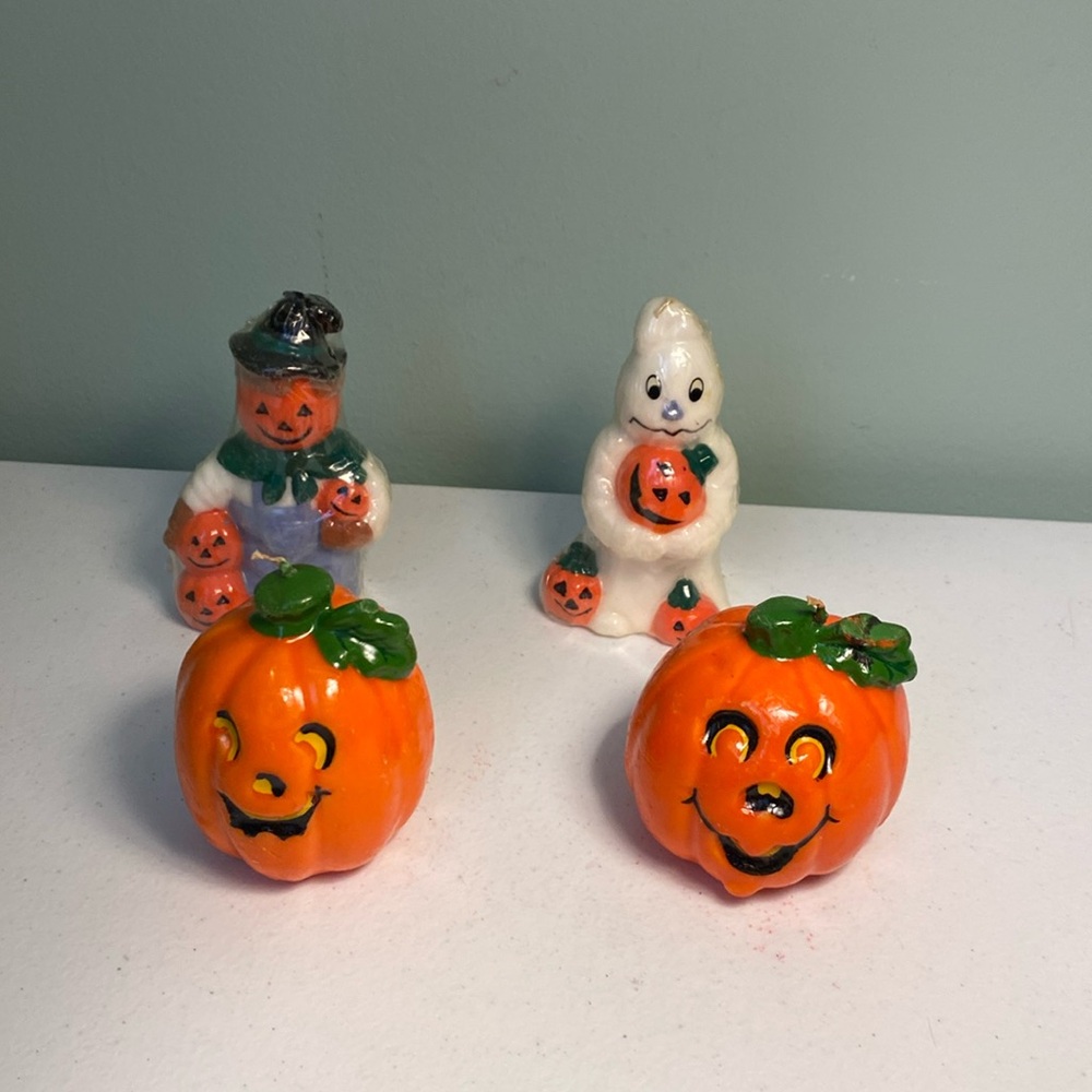 Vintage Wax Candle Halloween Pumpkin Candles